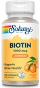 SOLARAY Biotin 1000mcg Lozenges - Συμπλήρωμα βιοτίνης με βιταμίνη Α - Νευρική Λειτουργία και Κυτταρική Ενέργεια Υποστήριξη - Φυσικός χυμός πορτοκάλι Γεύση, Μεγάλη Γεύση, 60-Day Εγγύηση, 100 Σερβιέτες, 100 Lozenges