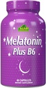 ALFA VITAMINS Melatonin Plus B-6 συμπλήρωμα με 5MG ρυθμιστή κύκλου ύπνου - Καρδιαγγειακή υγεία - ανοσοποιητικό σύστημα - 60 κάψουλες