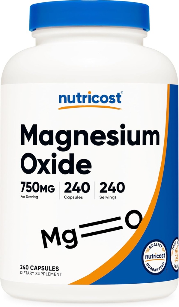 Nutricost Magnesium Oxide 750mg, 240 Capsules - 420mg of Magnesium, Non-GMO, Gluten Free