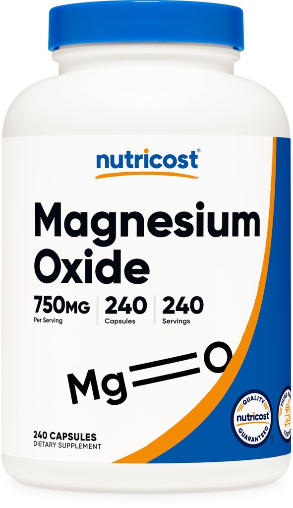 Nutricost oxide μαγνήσιο 750mg, 240 κάψουλες - 420mg μαγνήσιο, μη ΓΤΟ, χωρίς γλουτένη