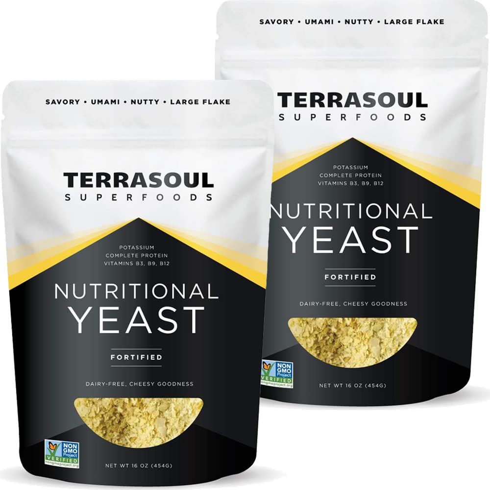 Terrasoul Superfoods Premium Nutritional Yeast Flakes, 2 Lbs (Pack of 2), Fortified, Savory Superfood for Vegan Cheese, καρυκεύματα, και φυτικής προέλευσης Protein Boost