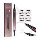 2-σε-1 Καμπυλωτή πένα και Eyeliner με 10Pcs Brow Stencils, Microblading Στυλό Eyebrow με 4 Fork-Tip και Curved Precise Tip, Αδιάβροχο και Long Lasting Στυλό Eyebrow για γυναίκες, Μαλακό Μαύρο
