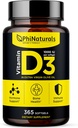 PhiNatics Βιταμίνη D3 1000iu Softgels συμπλήρωμα Βάση Ελαιόλαδου 365 Gel Caps Ένα έτος προσφοράς VIT D, Βιταμίνη D 3 1000 u