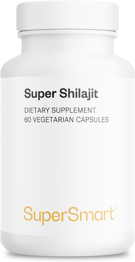Supersmart - Super Shilajit 500mg per Day (High Potency) - PrimaVie Shilajit Supplement - Himalayan, Purified & Organic Shilajit | Non-GMO & Gluten Free - 60 Vegetarian Capsules