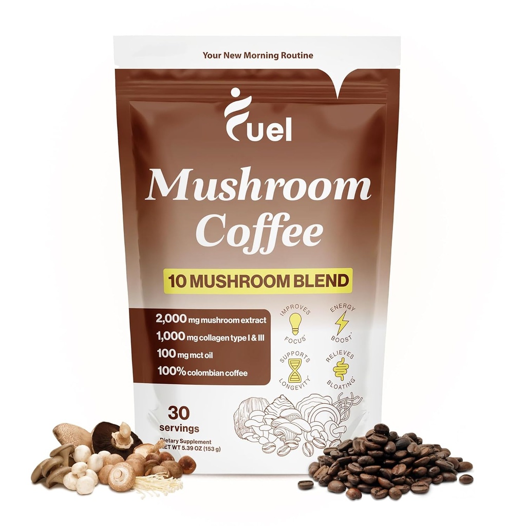 Καύσιμα Brain Boost Mushroom Coffee Nutrition, Organic Blend for Gut Health, Lion's Mane Powder, Chaga & Mushroom Powder Low Caffeine Instant Coffee, Nootropics Drink, 30 Υπηρεσίες
