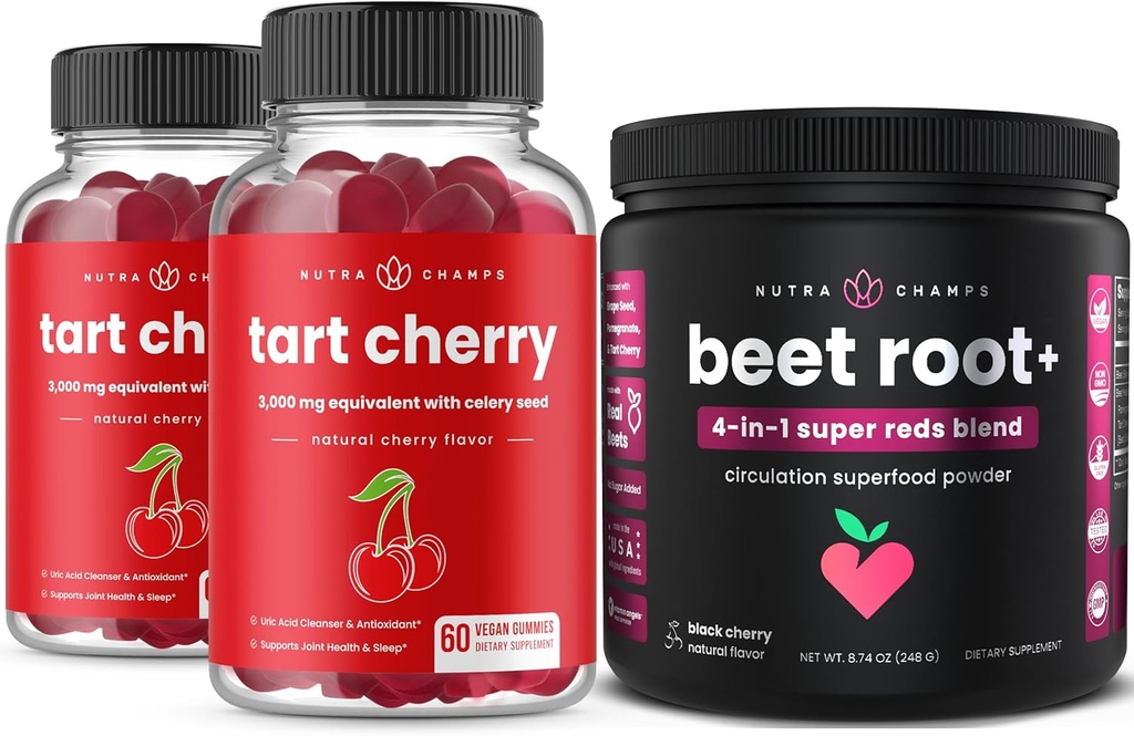 NutraChamps Tart Cherry (2 Pack) & Σκόνη ρίζας τεύτλων 