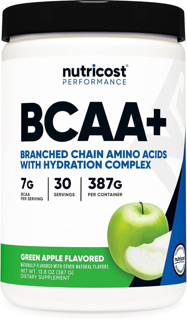 Nutricost BCAA + Hydration Powder (Green Apple) 30 Σερβιέτες - Διακλαδισμένη Αλυσίδα Αμινοξέα με Hydration Complex - Χωρίς γλουτένη, Μη ΓΤΟ