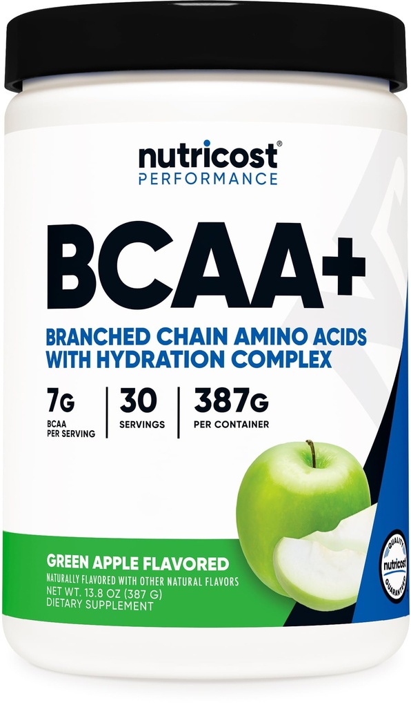 Nutricost BCAA + Hydration Powder (Green Apple) 30 Σερβιέτες - Διακλαδισμένη Αλυσίδα Αμινοξέα με Hydration Complex - Χωρίς γλουτένη, Μη ΓΤΟ