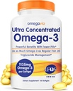 OmegaVia Εξαιρετικά συμπυκνωμένο Ωμέγα 3 Fish Oil Burpless, 60 Softgels, τριπλή δύναμη Ωμέγα 3 Fish Oil Συμπληρώματα, 1135 mg Pure Omega3, Δεν Ψάρια Burps, Υψηλή DHA EPA, IFOS 5-Star