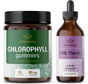 HERBAMAMA Chlorophyll and Milk Thistle Kit - Bundle of 50 mg Chlorophyll Gummies & Milk Thistle Extract Tincture 4 fl oz - Vegan, Non-GMO, Sugar & Alcohol-Free - 2 Pack
