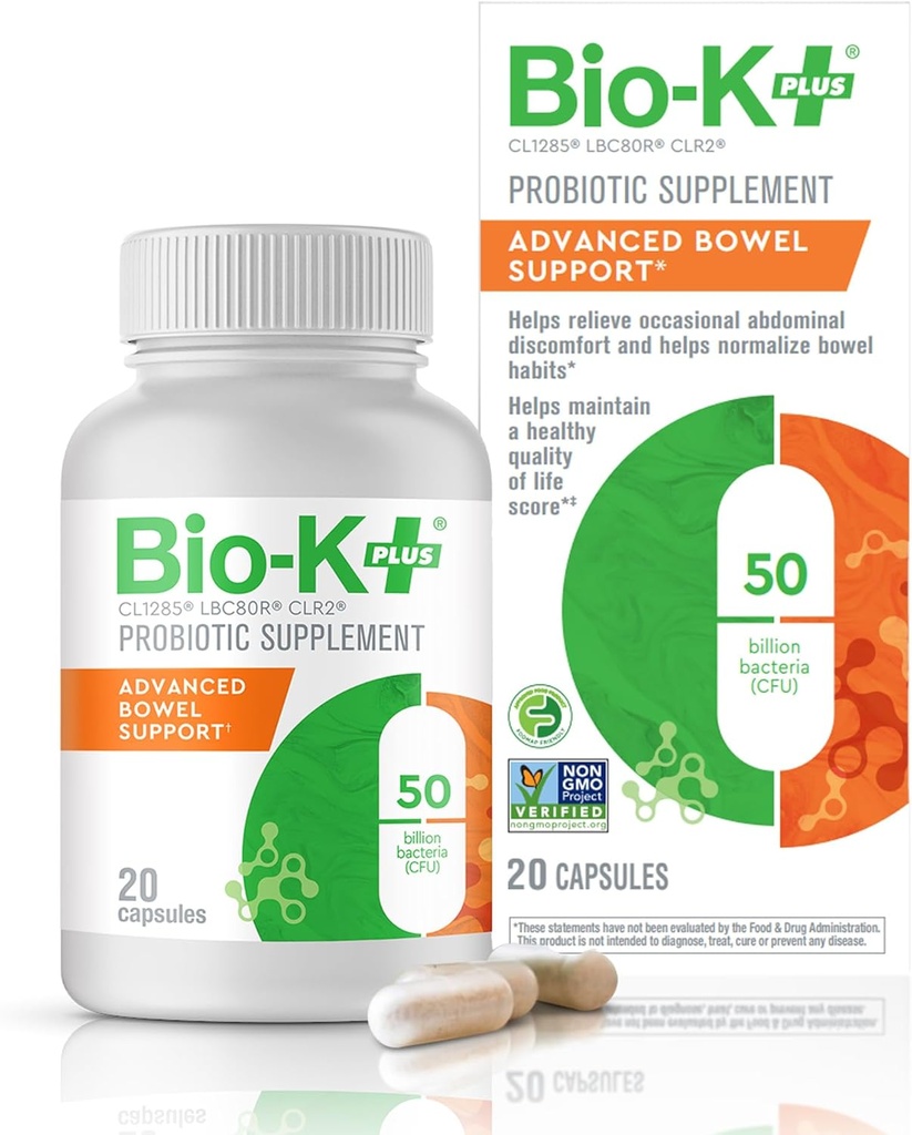 Bio-K+ Advanced Bowel Support Probiotic – 50 Billion CFU – Vegan, Gluten-free, Non-GMO – Supports Digestive Health & Regularity – για άνδρες και γυναίκες – 20 κάψουλες