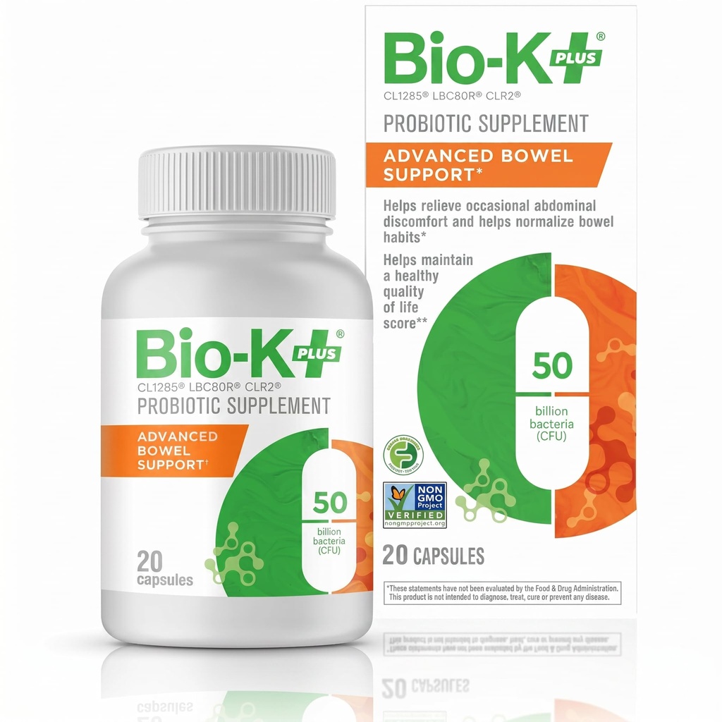 Bio-K+ Advanced Bowel Support Probiotic – 50 Billion CFU – Vegan, Gluten-free, Non-GMO – Supports Digestive Health & Regularity – για άνδρες και γυναίκες – 20 κάψουλες