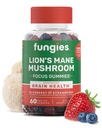 Fungies Lion's Mane Mushroom Gummies, Mixed Blueberry & Strawberry Flavor - Mushroom Supplement Gummy for Adults & Children Υποστηρίζει την υγεία του εγκεφάλου, Γνωστική λειτουργία, εστίαση, μνήμη & διάθεση, 60 υπηρεσίες