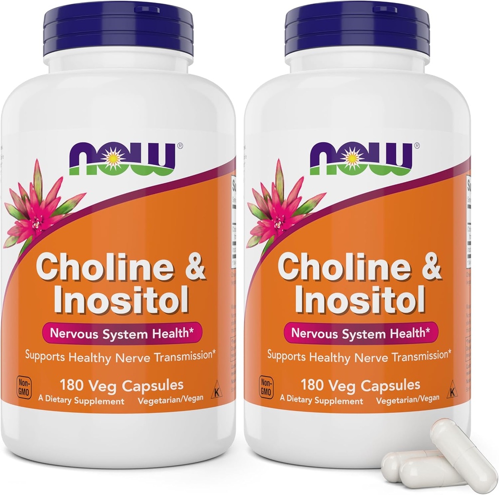 Τώρα Choline & Inositol, 180 κάψουλες χορτοφάγων (πακέτο του 2)