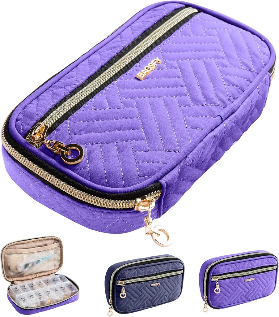 BAGSFY Pill Organizer Case 2 Times a Day- Weekly Medicine Organizer Travel Pill Box with Removable 7 Day Medicine Case Container for Fish Oil, Vitamin, Συμπλήρωμα