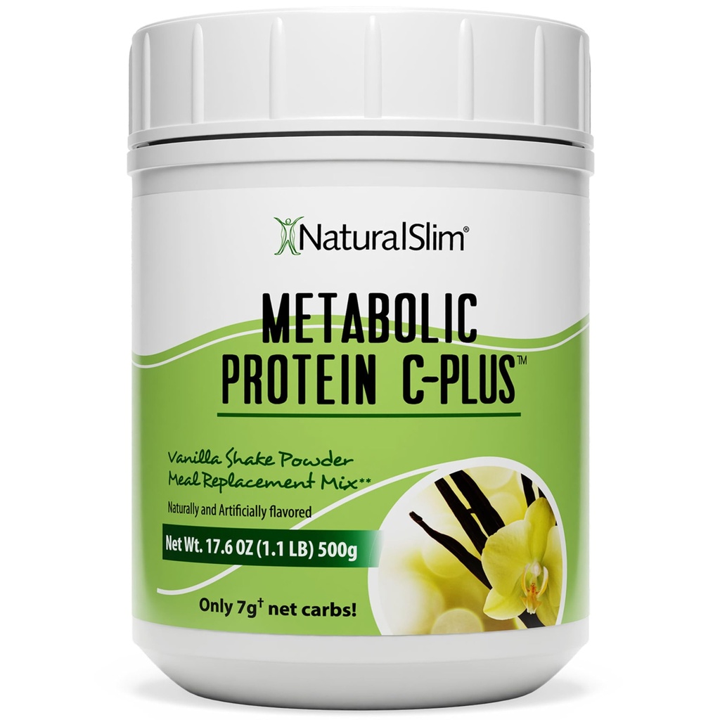 NaturalSlim Protein Powder με Βιταμίνες και Ορυκτά Μεταβολικά C-Plus - Αντικατάσταση γεύματος Σκόνη Ενισχυμένη με Βιταμίνη C, Ψευδάργυρο & Αμινοξέο - Σοκολάτα Protein Powder 10 Μερίδες 1,1 lb.