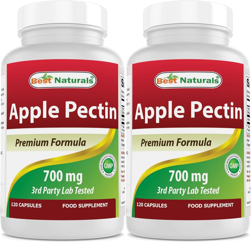 Best Naturals Apple Pectin 700 mg - Dietary Fiber - Intestinal Support - 120 Capsules (120 Count (Pack of 2))