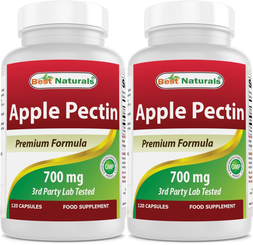 Best Naturals Apple Pectin 700 mg - Dietary Fiber - Intestinal Support - 120 Capsules (120 Count (Pack of 2))