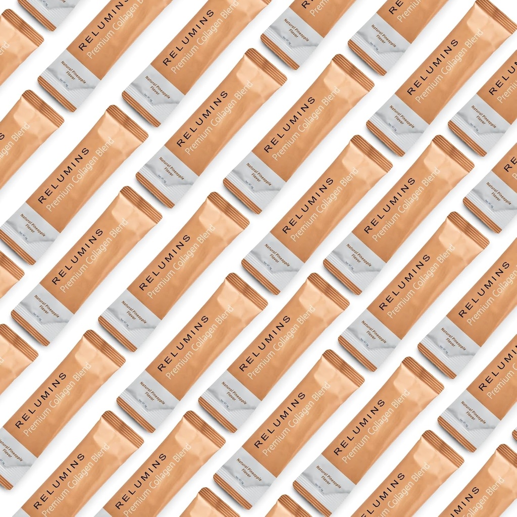 Relumins Marine Collagen Powder Drink Mix - Collagen Peptide με Glutathione, Πράσινο Τσάι, CoQ10, & Hyaluronic Acid Ενισχύει Λαμπερό Δέρμα - 100 Σακάκια σκόνης x Ανανάς Γεύση + 10 Δωρεάν Σακάκια