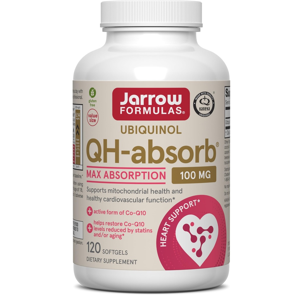 Jarrow Formulas QH-Absorb, 100 mg, Ubiquinol Συμπλήρωμα διατροφής για την υγιή καρδιοαγγειακή λειτουργία, 120 Softgels, 120 Ημέρα προσφοράς