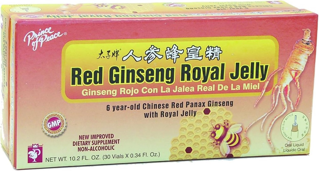 Prince Of Peace Red Ginseng Royal Jelly, 10 Milliter - 30 μπουκάλια ανά συσκευασία - 3 συσκευασίες ανά θήκη.