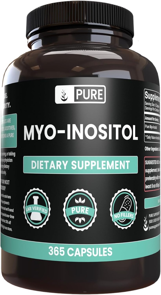Pure Original Ingredients Myo-Inositol (365 Capsules) No Magnesium Or Rice Fillers, Always Pure, Lab Verified