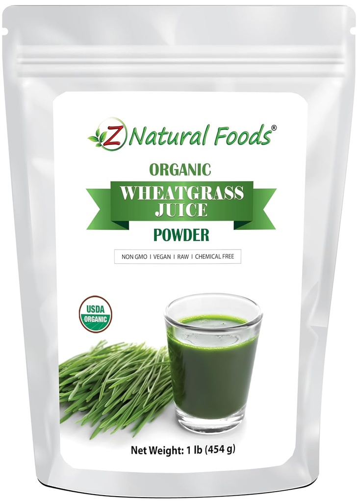 Z Natural Foods Βιολογικός χυμός σιταριού Grass σκόνη - Superfood για υγιή γήρανση & πέψη - Μη ΓΤΟ, Vegan, Kosher - Ιδανικός για χυμούς, γιαούρτες & smoothies - Χυμός σιταριού σκόνη Bliss, 1 lb