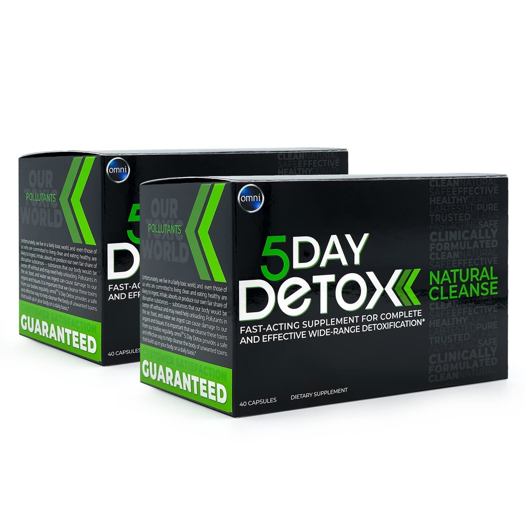 Wellgenix Omni 5 Day Detox Cleanse - Premium Natural Body Detox Supplement, 40 Κάψουλες για αφαίρεση τοξίνης, Ολική Εκκαθάριση Σώματος, Υποστηρίζει Υγιεινό Ήπαρ, Νεφροί, Ουρολοίμωξη, & Πειθιστικό Σύστημα
