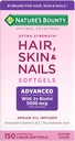 Nature's Bounty Advanced Hair, Skin & Nails, Argan-Infused Vitamin Supplement with Biotin and Hyaluronic Acid, 150 Rapid Release Softgels, 50 Total Services