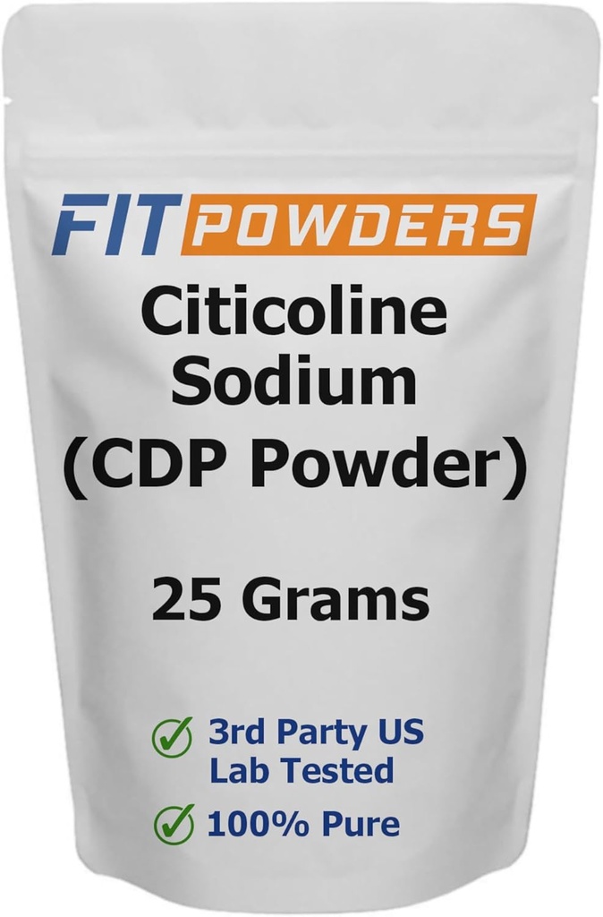 Citicoline σκόνη, CDP σκόνης σκόνης με Scoop, μη GMO, Γνωστικό συμπλήρωμα για τη μνήμη και τη μάθηση (25 γραμμάρια)