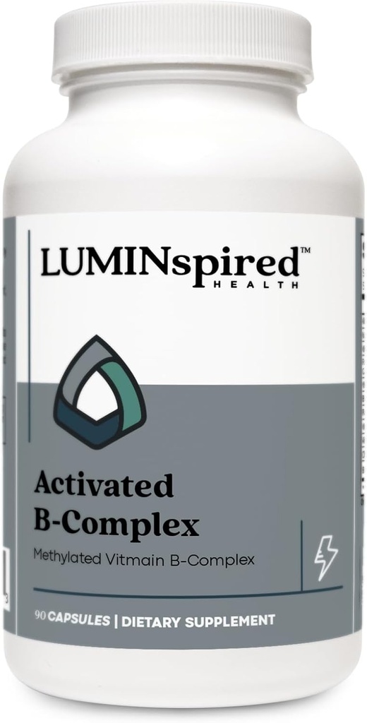 LUMINSPIRED Health Enabled Vitamin B Complex with Vitamin C & Biotin, All Vitamin B Dietary Supplement for Immune Support, Μεταβολισμός, Αντιοξειδωτικό, Mood & Energy, Gluten Free, Vegan - 90 Counts