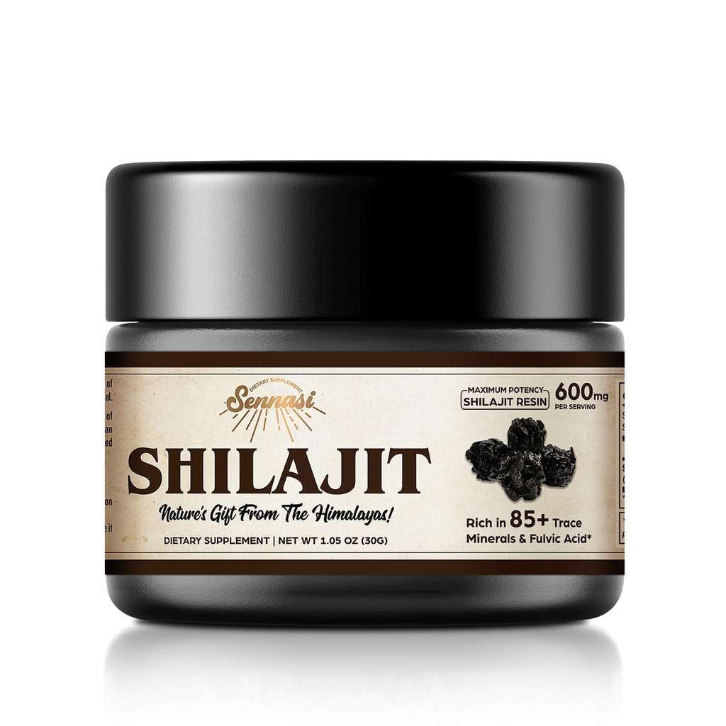 Shilajit Pure Himalayan Organic Shilajit Resin - 600mg Μέγιστη Ικανότητα Φυσικό Βιολογικό Shilajit Resin με 85+ Ίχνη Ορυκτών & Fulvic Acid για την Ενέργεια, Ανοσολογική Υποστήριξη, 30 γραμμάρια (1 πακέτο)