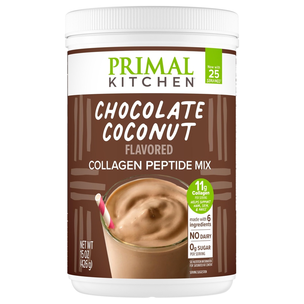Πρωτογενούς κουζίνας σοκολάτας Collagen Fuel® ποτό μείγμα, σοκολάτα καρύδας κολλαγόνο πεπτίδια, χωρίς γαλακτοκομικά ή τεχνητά γλυκαντικά, 15 ουγγιά
