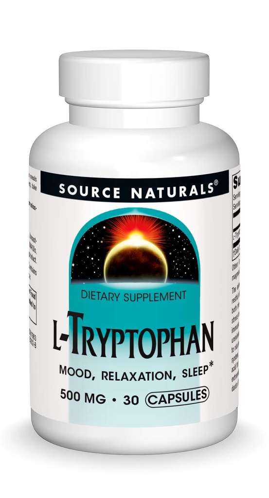 Source Naturals L-Tryptophan, για Mood, Relaxation, and Sleep*, 500mg - 30 Κάψουλες