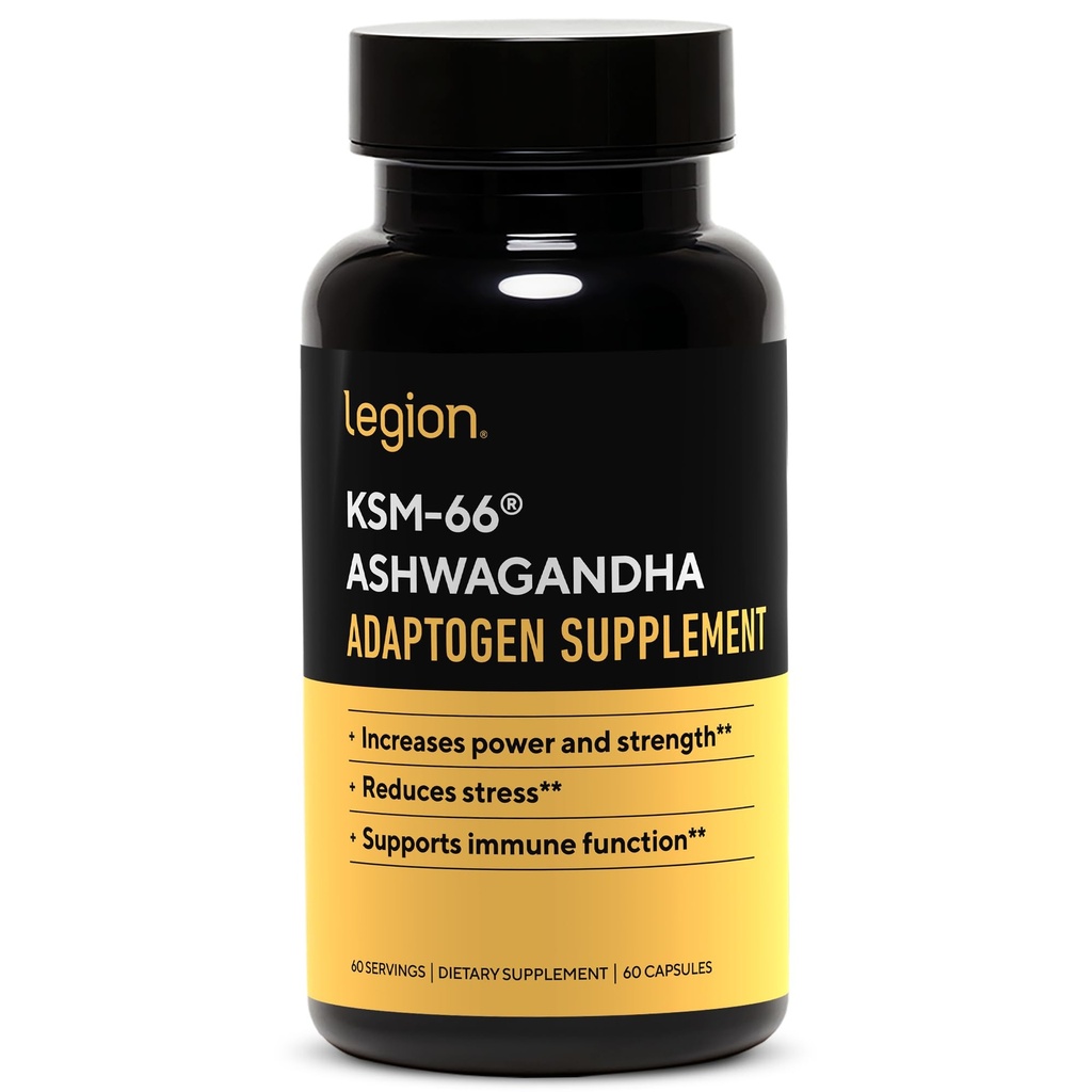 LEGION KSM-66® Ashwagandha Root Extract - Ashwagandha Root Powder συμπλήρωμα για τη βελτίωση της διάθεσης, του ύπνου και της αθλητικής απόδοσης σας - Extra Strength Ashwagandha Root Extract (60 εξυπηρετούν)