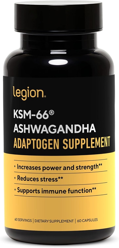 LEGION KSM-66® Ashwagandha Root Extract - Ashwagandha Root Powder Supplement to Improve Your Mood, Sleep & Athletic Performance - Extra Strength Ashwagandha Root Extract (60 Servings)