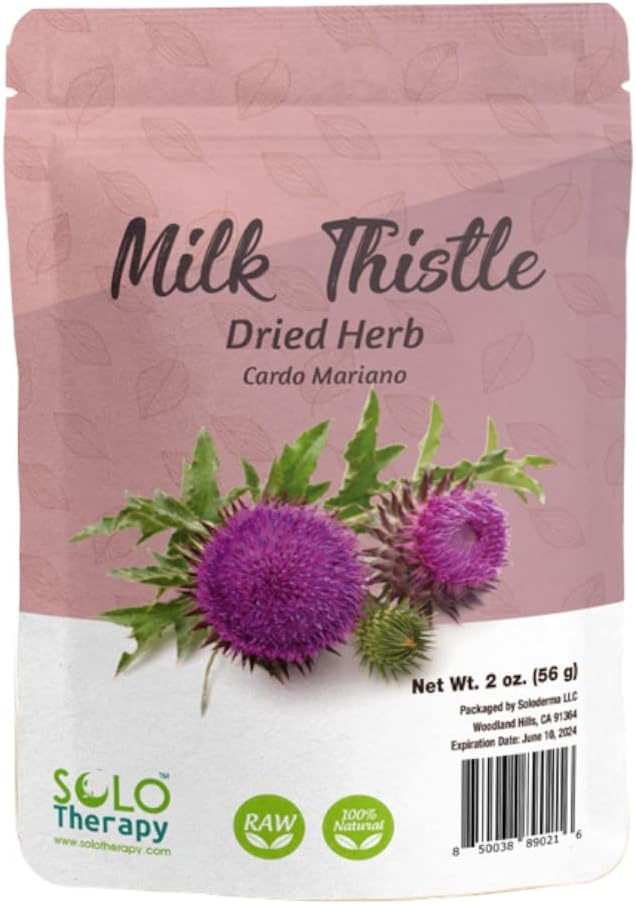 Solo Therapy Milk Thistle Herb 2 oz, Cardo Mariano Tea, Resealable Bag, Milk Thistle Tea, Product from Mexico