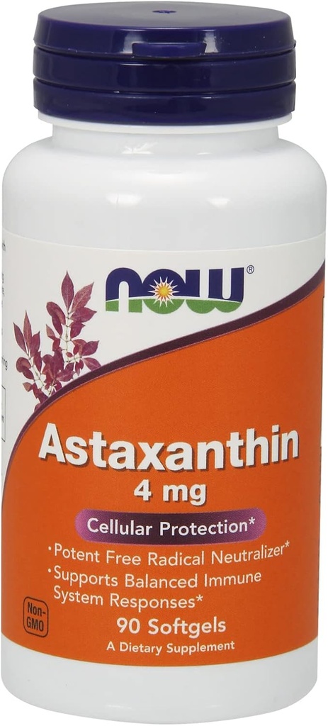 Τώρα Τρόφιμα Ασταξανθίνη 4 mg - 90 Sgels 8 Συσκευασία