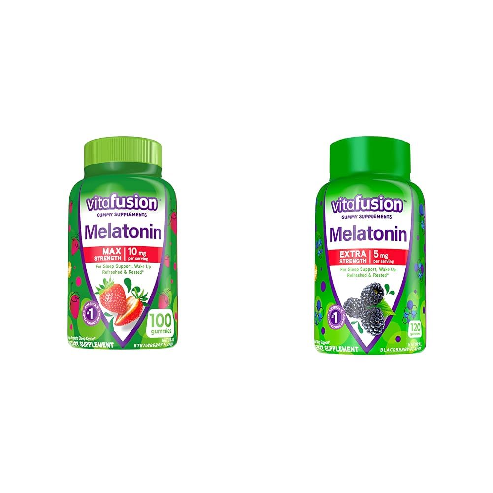 Vitafusion Max Strength Συμπληρώματα Gummy μελατονίνης & επιπλέον δύναμη Μελατονίνη Gummy Βιταμίνες, 5mg, 120 ct Gummies