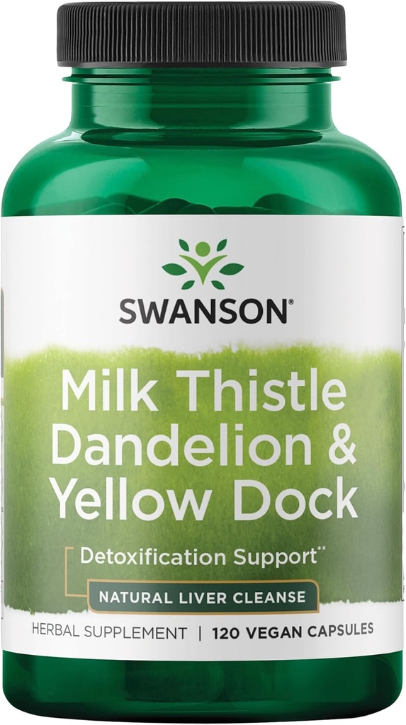 Swanson Milk Thittle, Dandelion & Yellow Dock - συμπλήρωμα στήριξης του ήπατος - Φυσικό συμπλήρωμα Βοηθώντας στη διατήρηση της συνολικής υγείας & ευεξίας - (120 κάψουλες) (1 Pack)