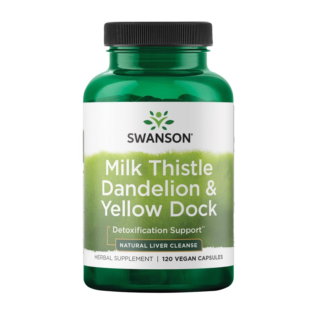 Swanson Milk Thittle, Dandelion & Yellow Dock - συμπλήρωμα στήριξης του ήπατος - Φυσικό συμπλήρωμα Βοηθώντας στη διατήρηση της συνολικής υγείας & ευεξίας - (120 κάψουλες) (1 Pack)