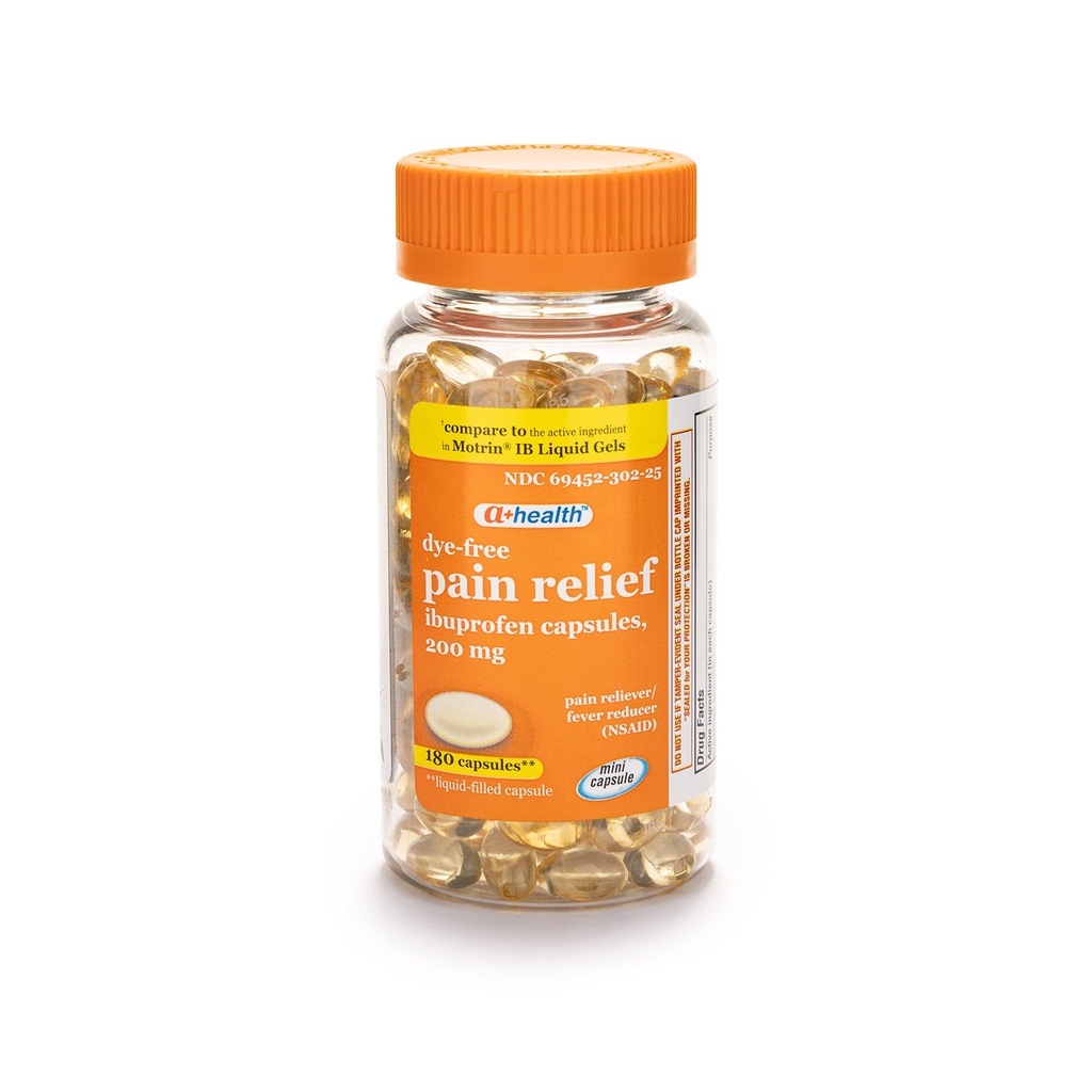 A+Health Dye-Free Ibuprofen 200 Mg Mini Softgels, Πόνος Reliever / Μειωτής Πυρετού (MSAID), 180 κόμης