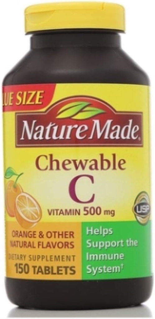 Nature Made Vitamin C 500 mg Μασώμενα δισκία 150 ea (πακέτο των 5)
