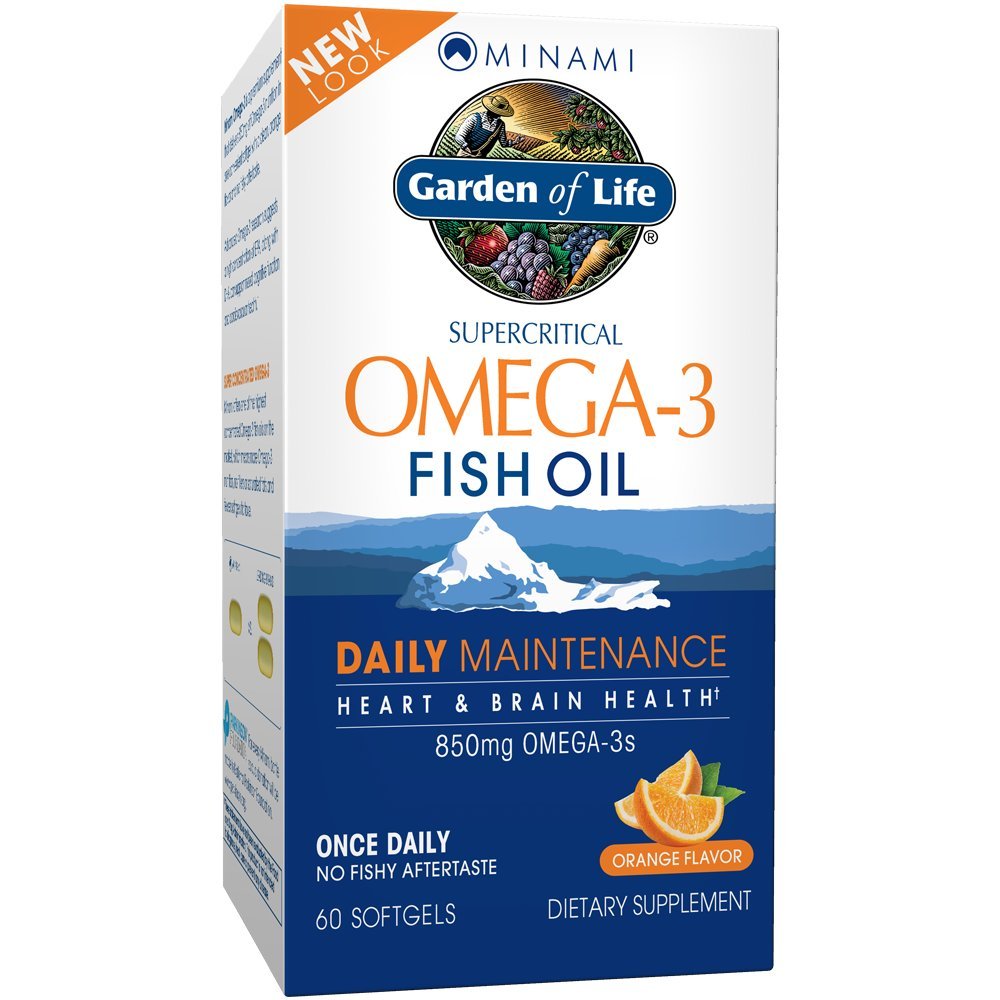 Garden of Life Fish Oil Omega 3 EPA/DHA for Natural Brain Function, Heart & Mood, 850mg Fatty Acid Supplements, Minami - Orange Flavor Ultimate Once Daily, 60 Softgels | Two Month Supply, Gluten Free