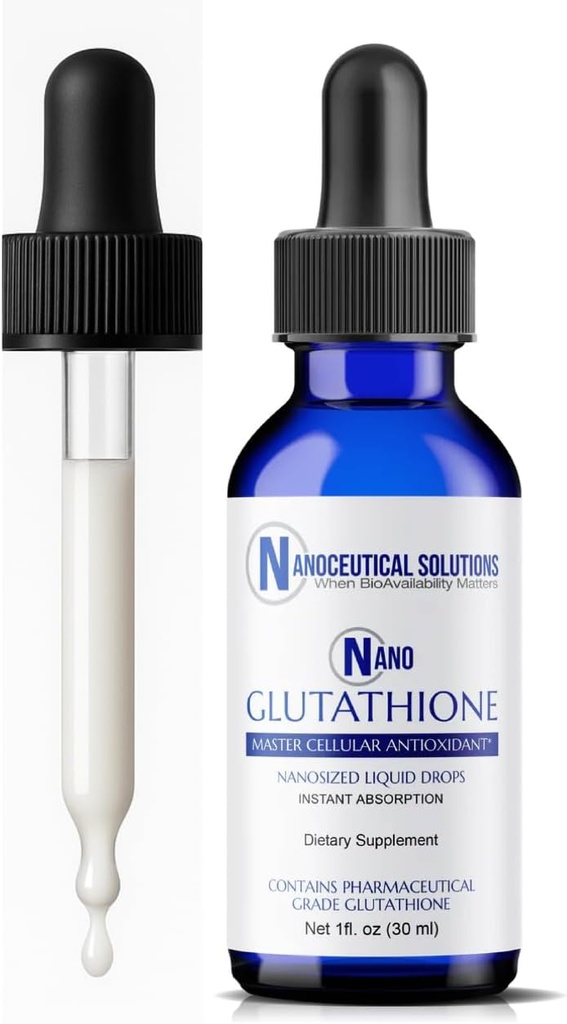 Nano Glutathione Drops by Nanoceutical Solutions, Pharmaceutical Grade Liquid Supplement, Ultra-Efficient Abvorvation, Μέχρι 8 φορές υψηλότερη από τις κάψουλες Glutathione 