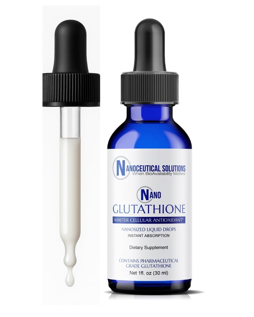 Nano Glutathione Drops by Nanoceutical Solutions, Pharmaceutical Grade Liquid Supplement, Ultra-Efficient Abvorvation, Μέχρι 8 φορές υψηλότερη από τις κάψουλες Glutathione 