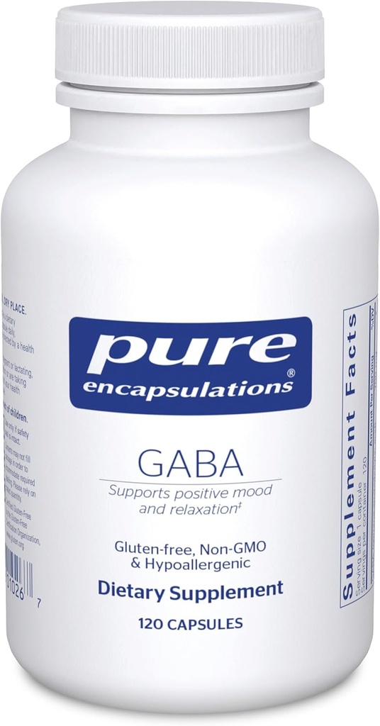 Pure Encapsulations GABA - Συμπλήρωμα για την υποστήριξη Χαλάρωση & Μέτρια του περιστασιακού στρες - με Premium GABA Αμινοξέα - 120 Κάψουλες