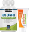 Bundle - Hem-Control Vegan Digestive Supplement Υποστήριξης (180 Count) και Alleviate Natural Hemorrhoid Relief Cream για καύση, φαγούρα και πρήξιμο (1,7 oz) Plus 2 Tubes Travel-Size
