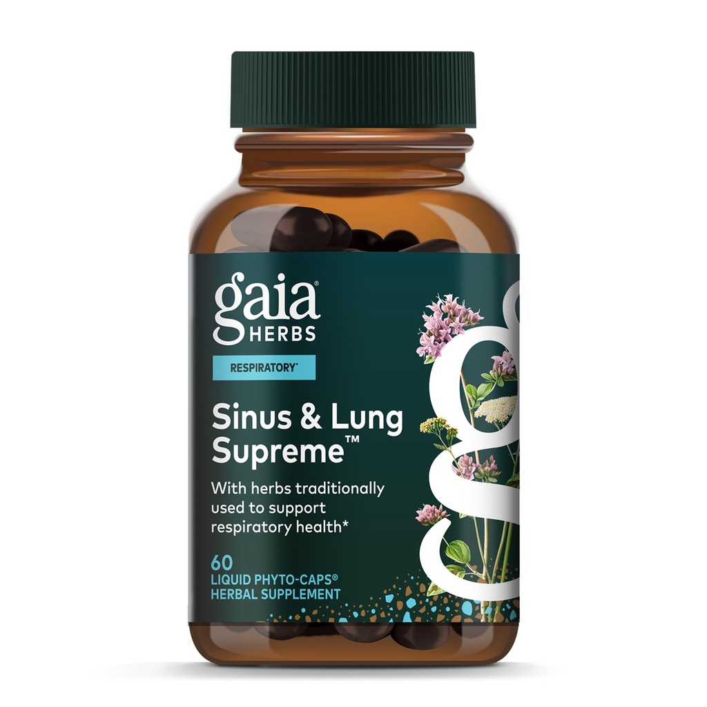 Gaia Herbs Sinus & Lung Supreme - Συμπληρώματα Υποστήριξης Πνεύμονα για την Αναπνευστική Υγεία - Sinus Support -Vegan, Gluten-free & Dairy Free - Φόρμουλα Βασισμένη σε φυτά - 60 κάψουλες
