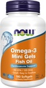 NOW Συμπληρώματα, Omega-3 Mini Gels, 180 EPA/120 DHA, Μοριακά Αποσταγμένο, Καρδιαγγειακή Υποστήριξη*, 180 Softgels